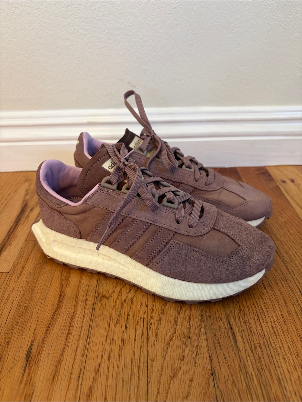 adidas Women's Suede Sneakers in Mauve with Pink Lining